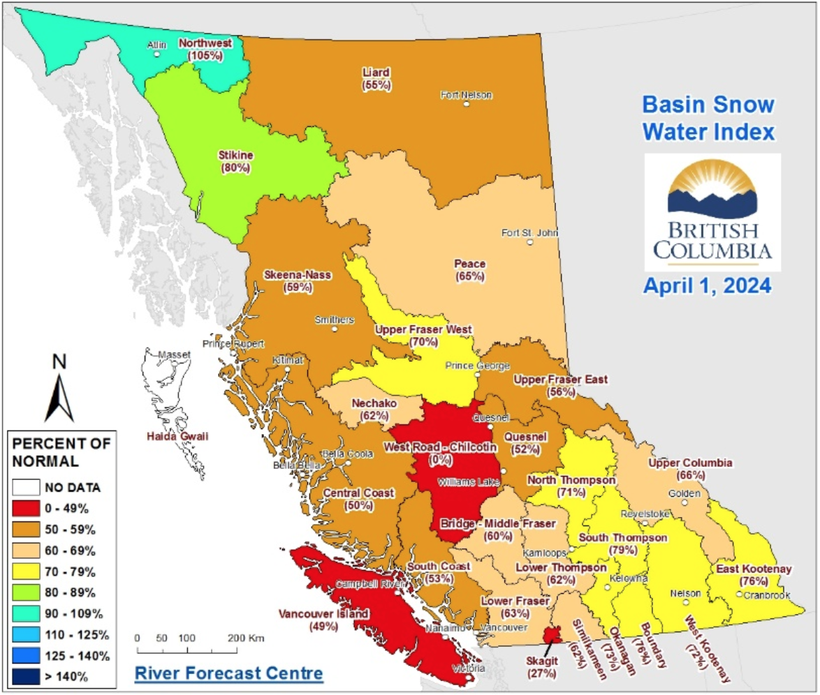 BC Winter 2023/2024 April Snowpack