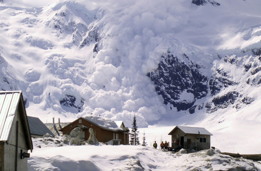 An explosive controlled avalanche at the Galore Creek Project located in northwestern British Columbia, Canada