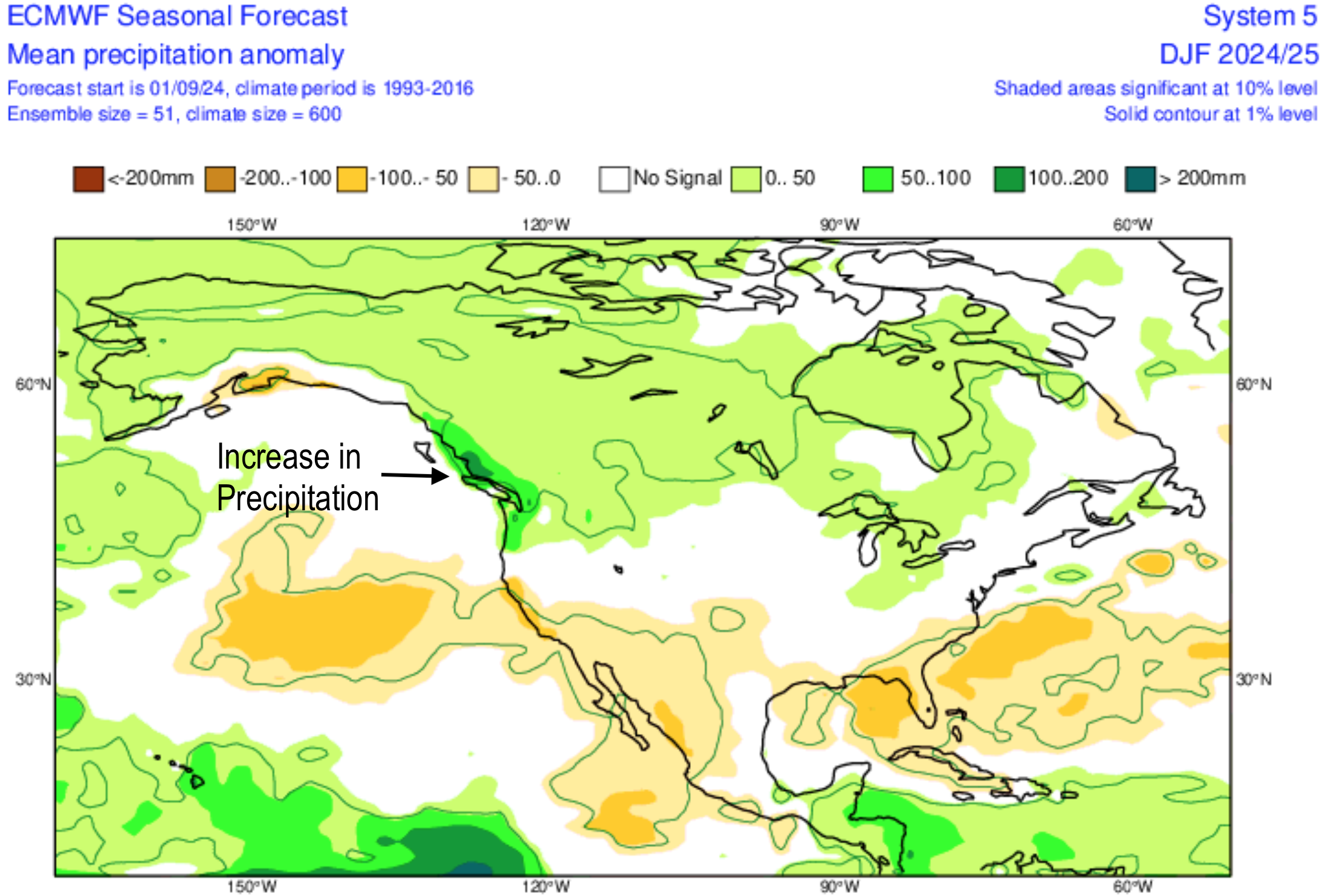 La Nina Impacts Precipitation Snow DJF ECMWF Seasonal Forecast